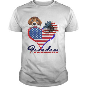 Beagle Dog Sunflower Heart American Flag Freedom Shirt 1